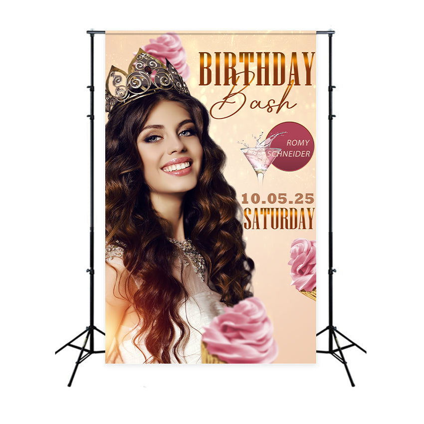 Personalisierte Happy Birthday Backdrop Royal Cupcake Champagner Celebration Backdrop BRP2-56