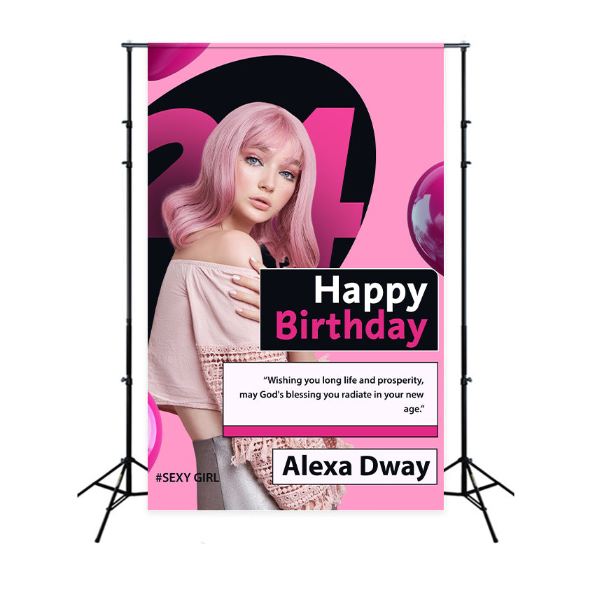 Customize Birthday Backdrop Trendy Pink Glam Fotografie Hintergrund BRP2-58