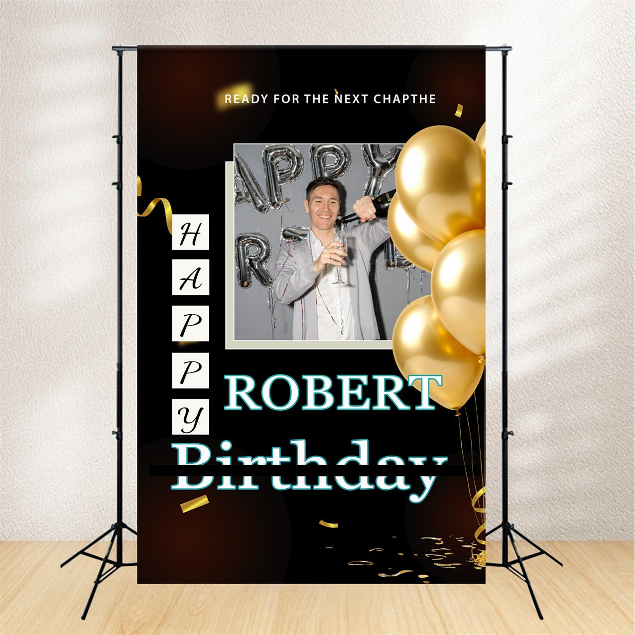 Personalisierte Backdrop Geburtstag Gold Ballon Party Backdrop BRP2-61