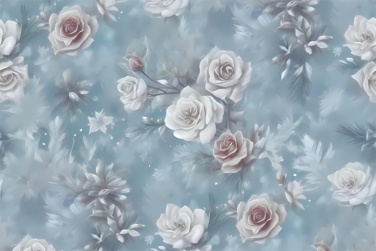Fotohintergrund Floral Frosted White Roses Romantic Backdrop BRP2-68