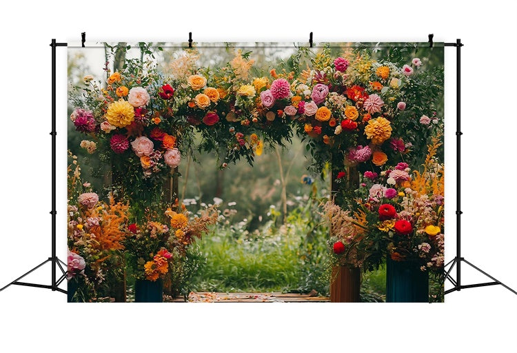 Floral Backdrop für Fotografie Vibrant Floral Path Arch Backdrop BRP2-90