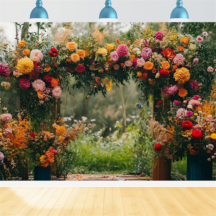 Floral Backdrop für Fotografie Vibrant Floral Path Arch Backdrop BRP2-90