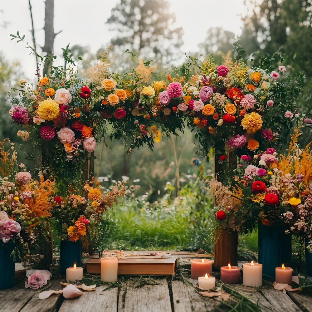 Floral Backdrop für Fotografie Vibrant Floral Path Arch Backdrop BRP2-90