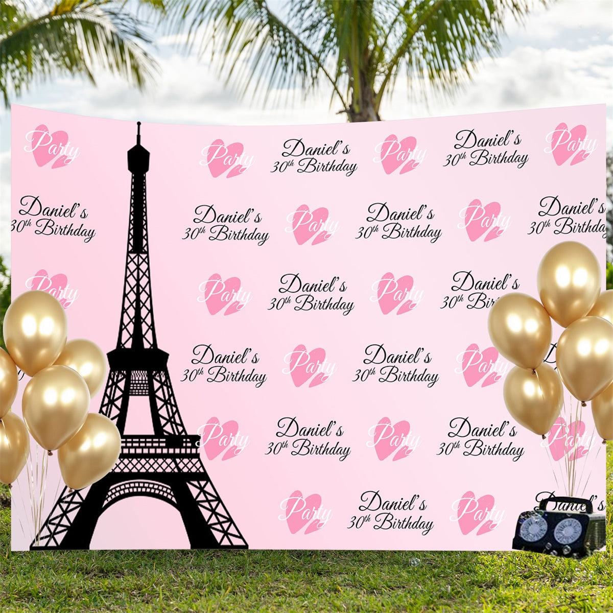 Individuelles Happy Birthday Backdrop Eiffelturm 30. Geburtstag Backdrop BRP3-100