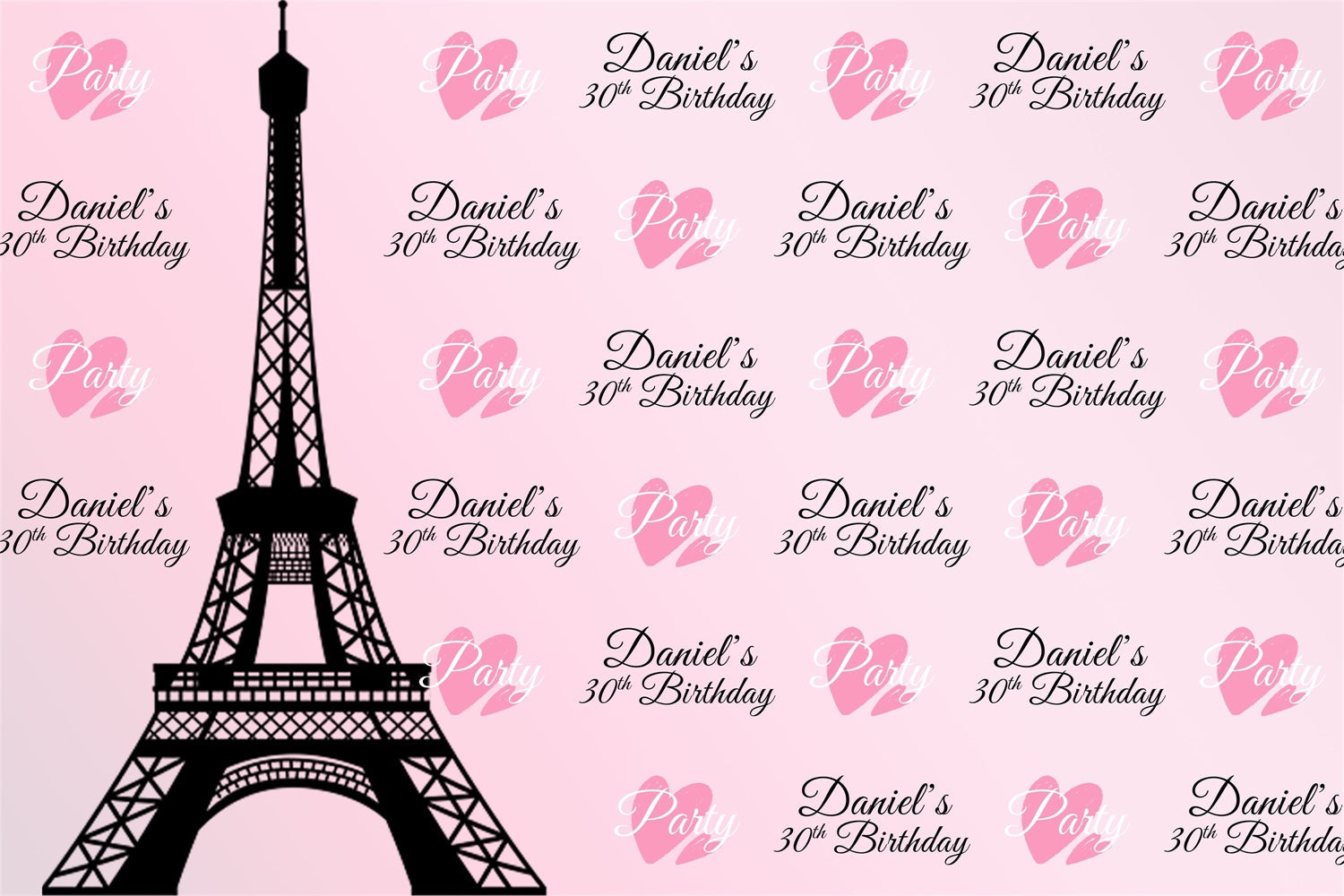 Individuelles Happy Birthday Backdrop Eiffelturm 30. Geburtstag Backdrop BRP3-100