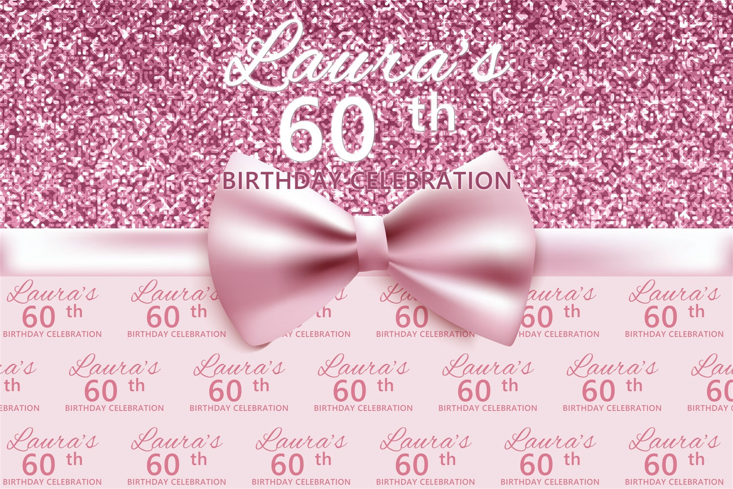 Personalisierte 60. Geburtstag Backdrop Pink Glitter Elegance Backdrop BRP3-101