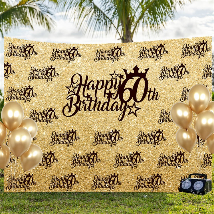 Personalisierte Kulisse zum 60. Geburtstag Golden Glitter Backdrop BRP3-105
