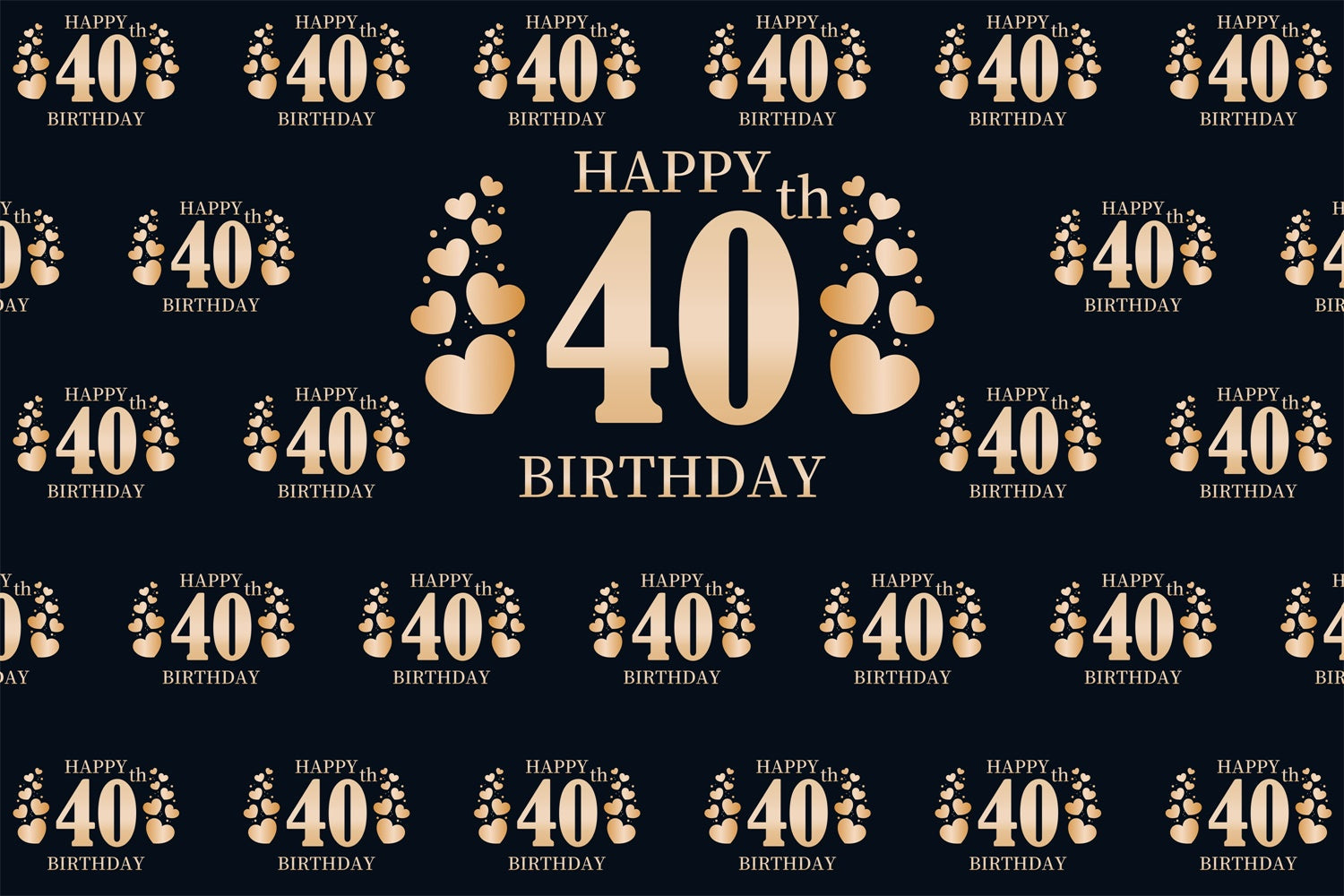 Personalisierte 40. Geburtstag Backdrop Chic Golden Hearts Backdrop BRP3-108