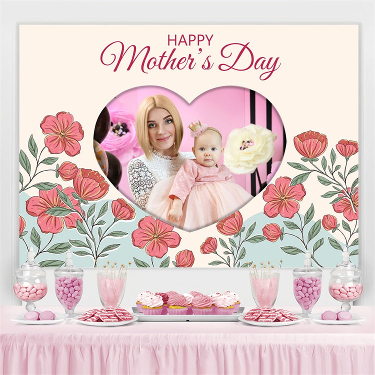 Backdrops für Muttertag Herzförmig Floral Personalisierte Backdrops BRP3-114