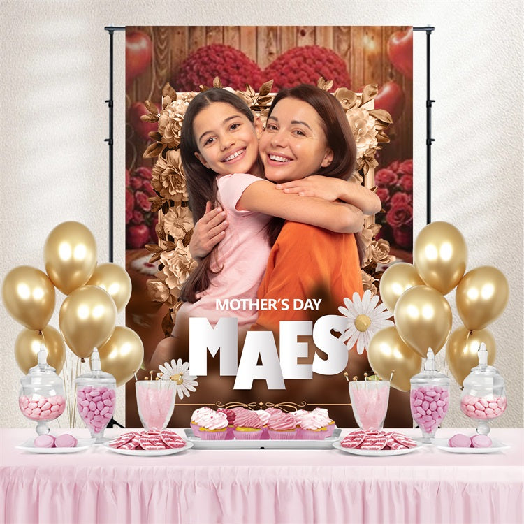 Muttertag Fotokulisse Elegante Goldene Rosen Personalisierte Kulisse BRP3-117