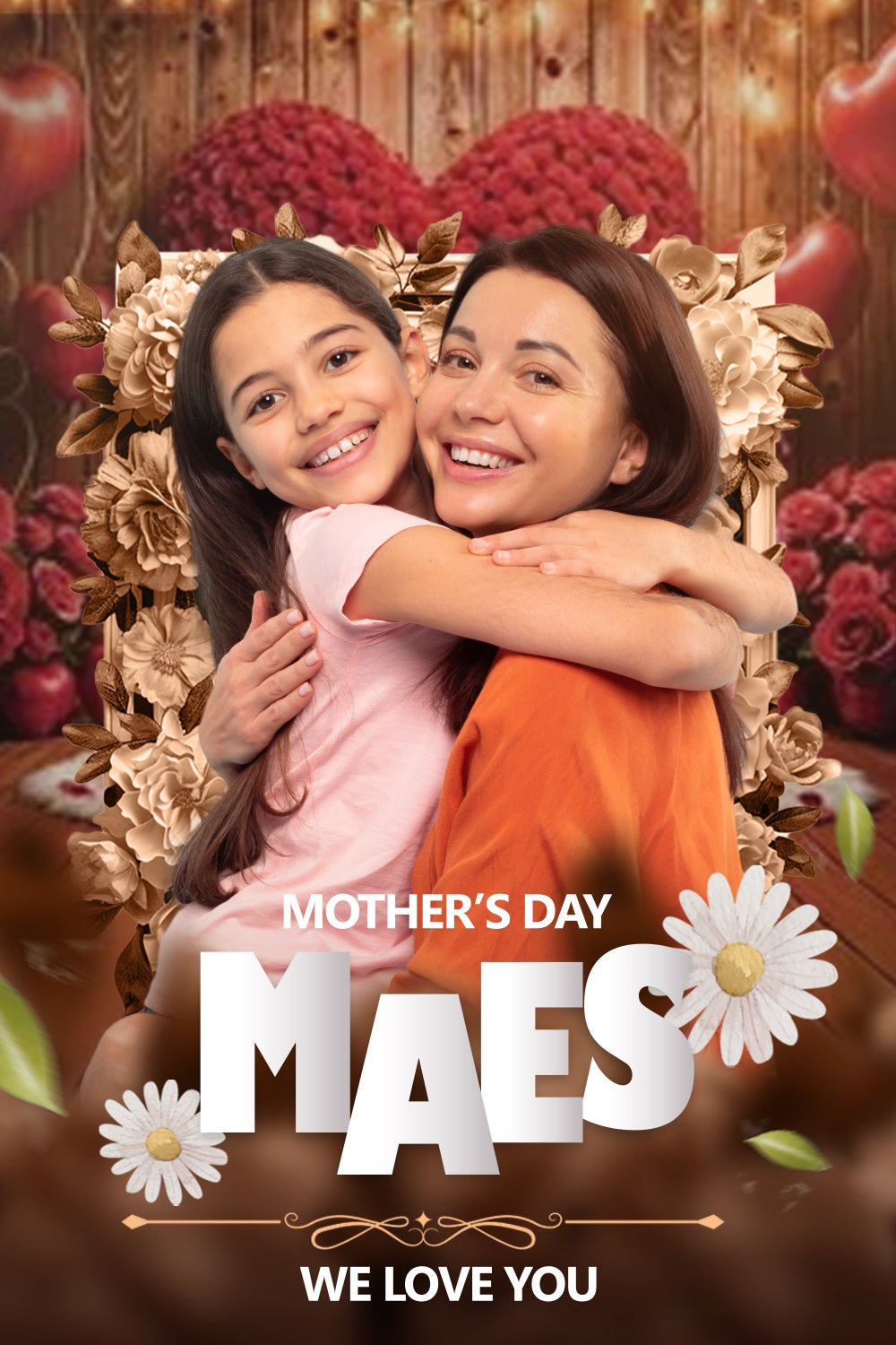 Muttertag Fotokulisse Elegante Goldene Rosen Personalisierte Kulisse BRP3-117