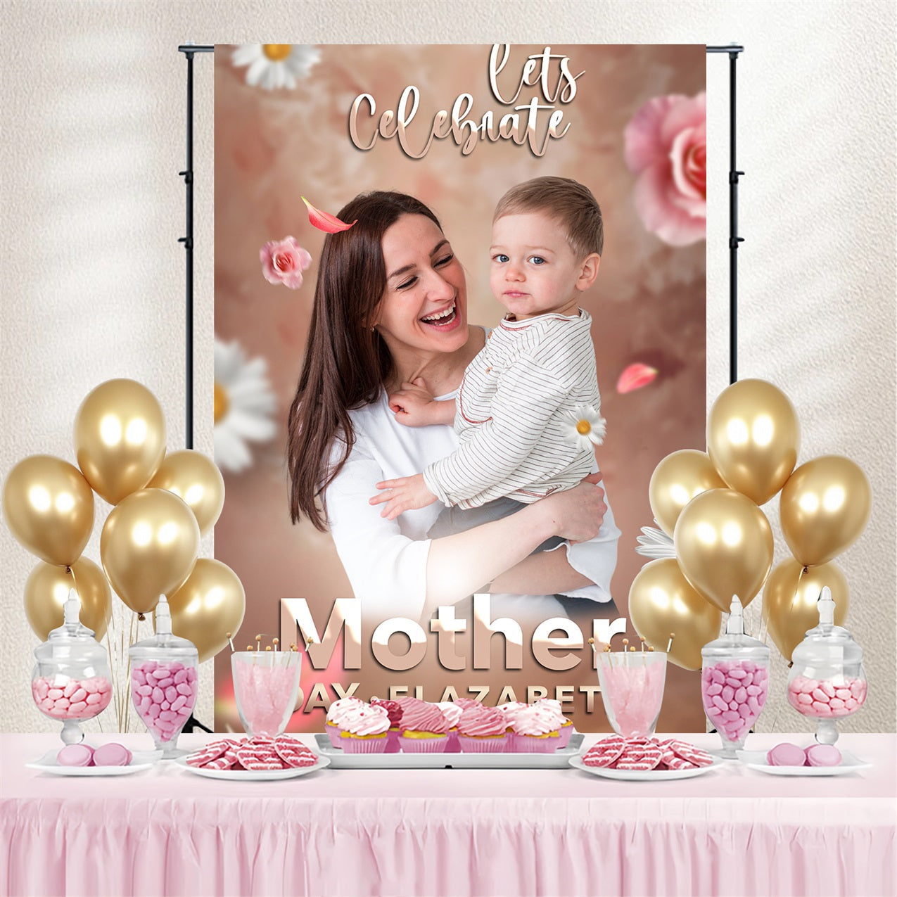 Muttertag Fotohintergrund Gänseblümchen Blüte Floral Personalisierter Hintergrund BRP3-118