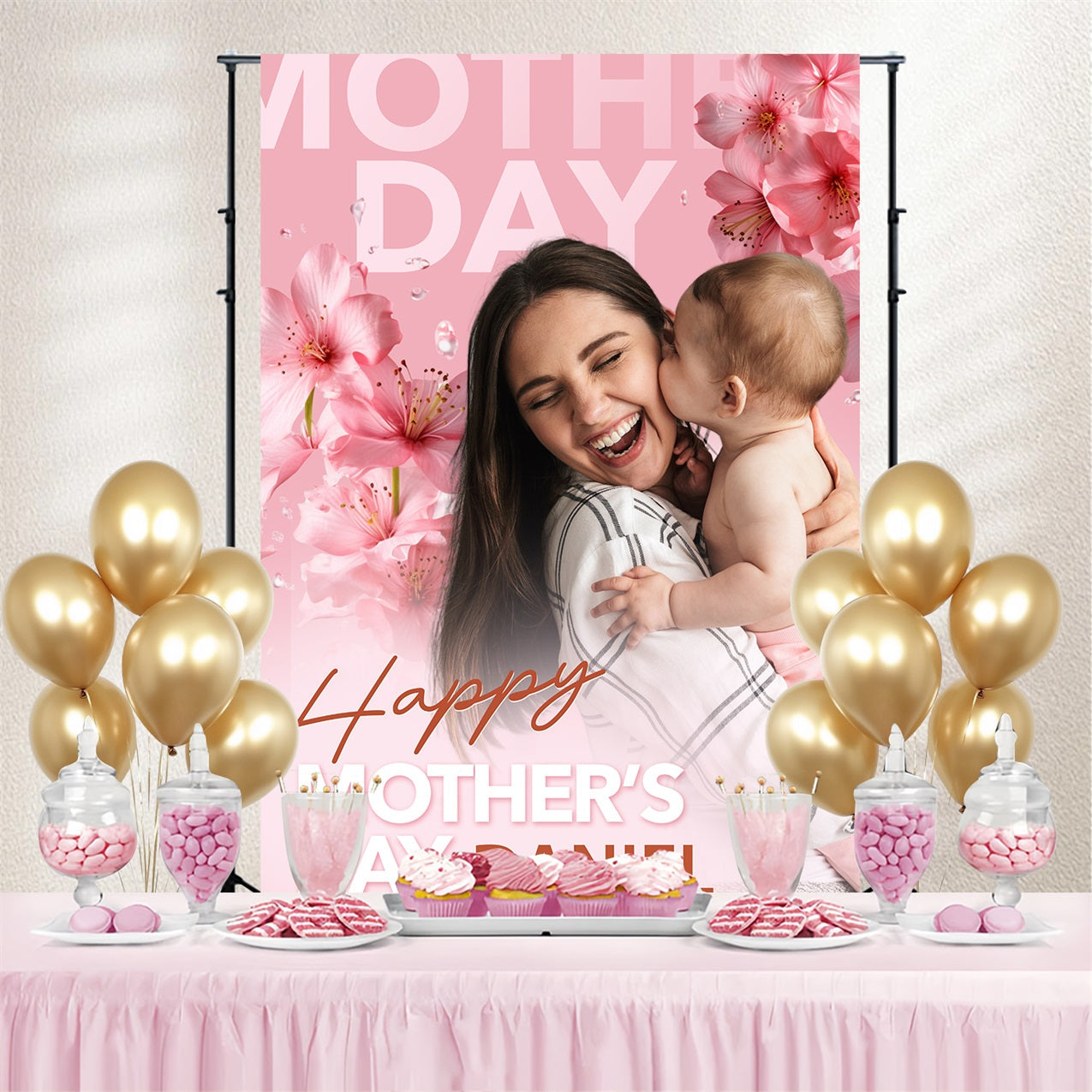 Muttertag Fotohintergrund Floral Love Personalisierter Hintergrund BRP3-119