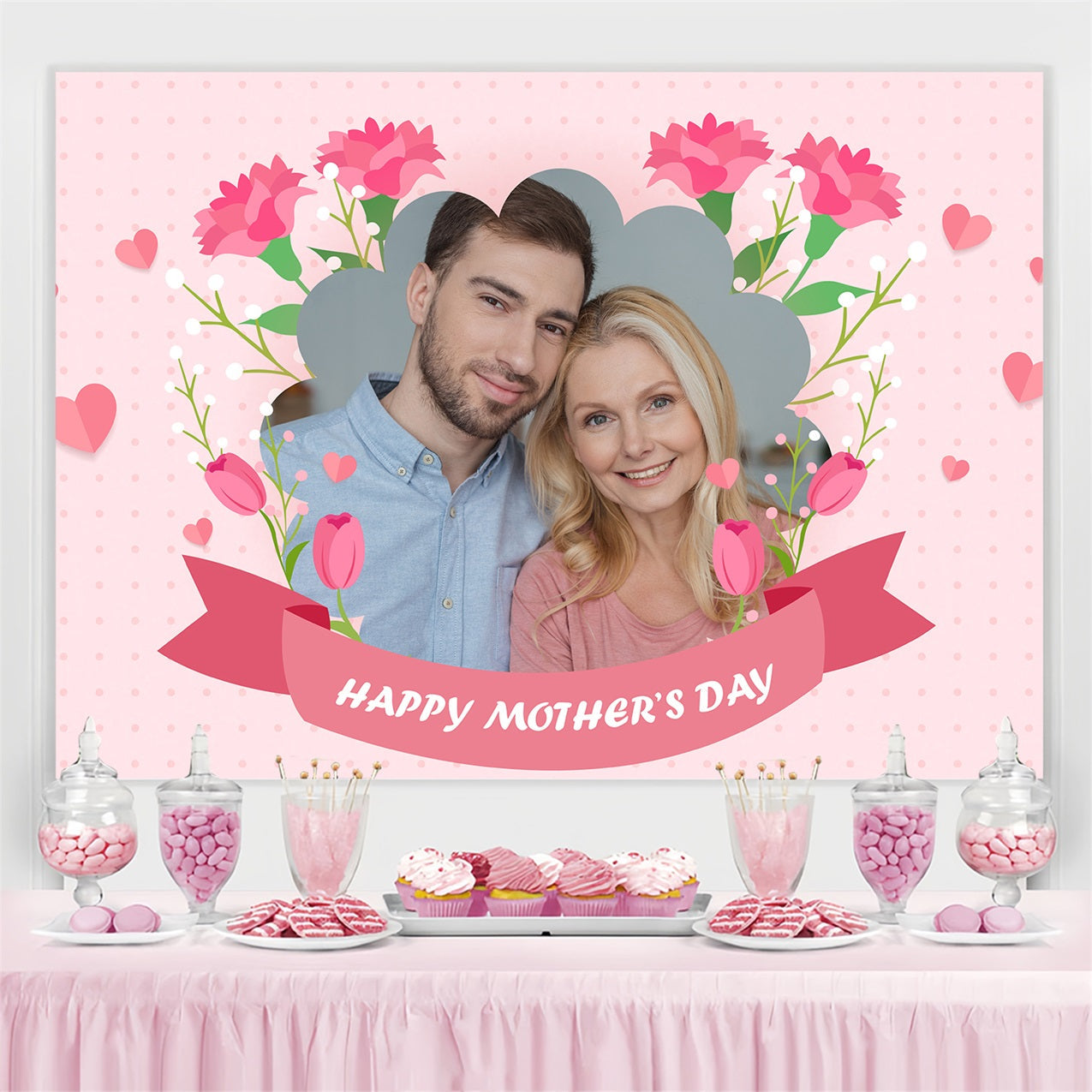 Happy Mother's Day Backdrop Sanfte Liebe Blumen Personalisierte Backdrop BRP3-126
