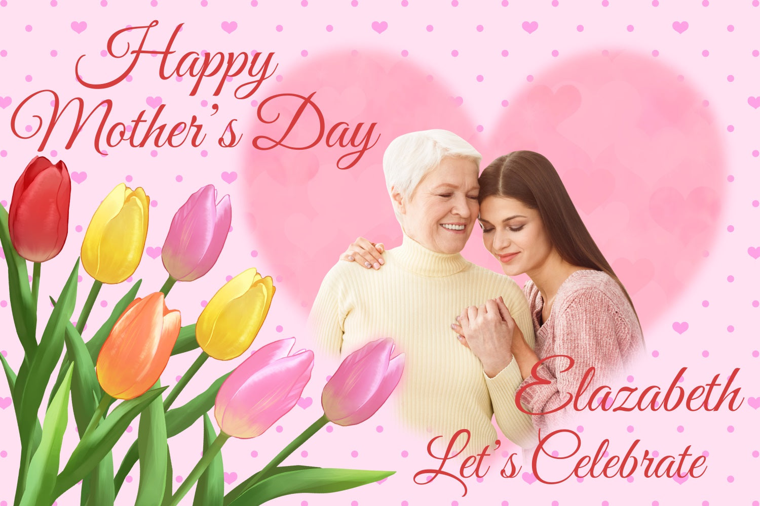 Muttertag Fotokulissen Tulpen Herz Liebe Personalisierte Kulisse BRP3-130