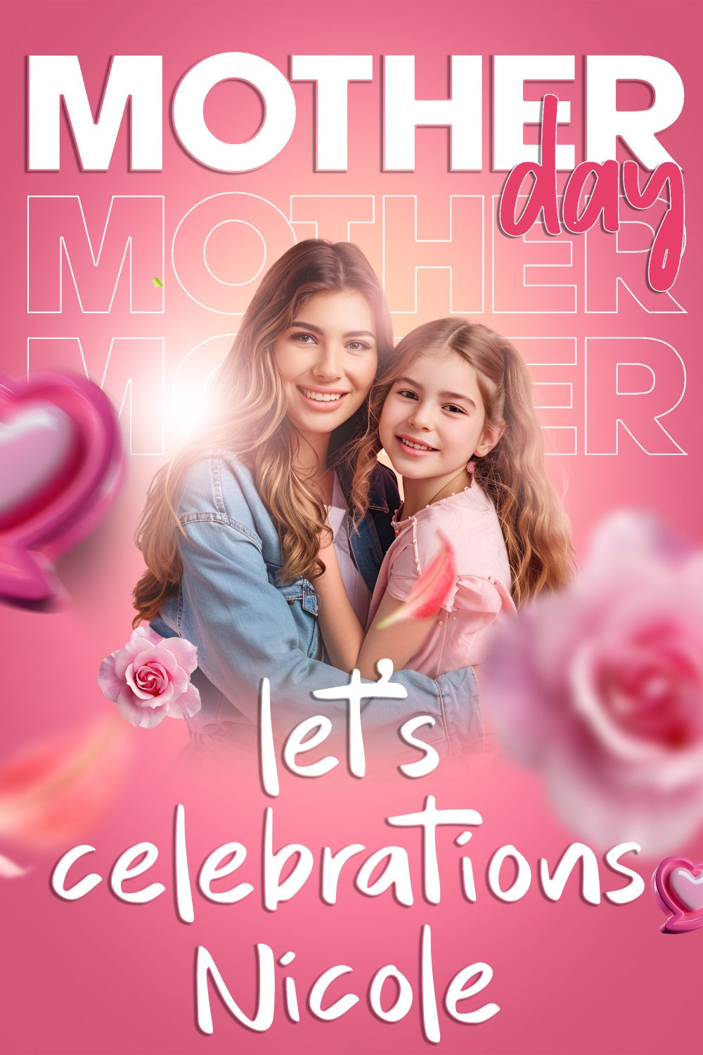 Muttertag Fotokulisse Rosa Blütenblätter Glück Personalisierte Kulisse BRP3-133