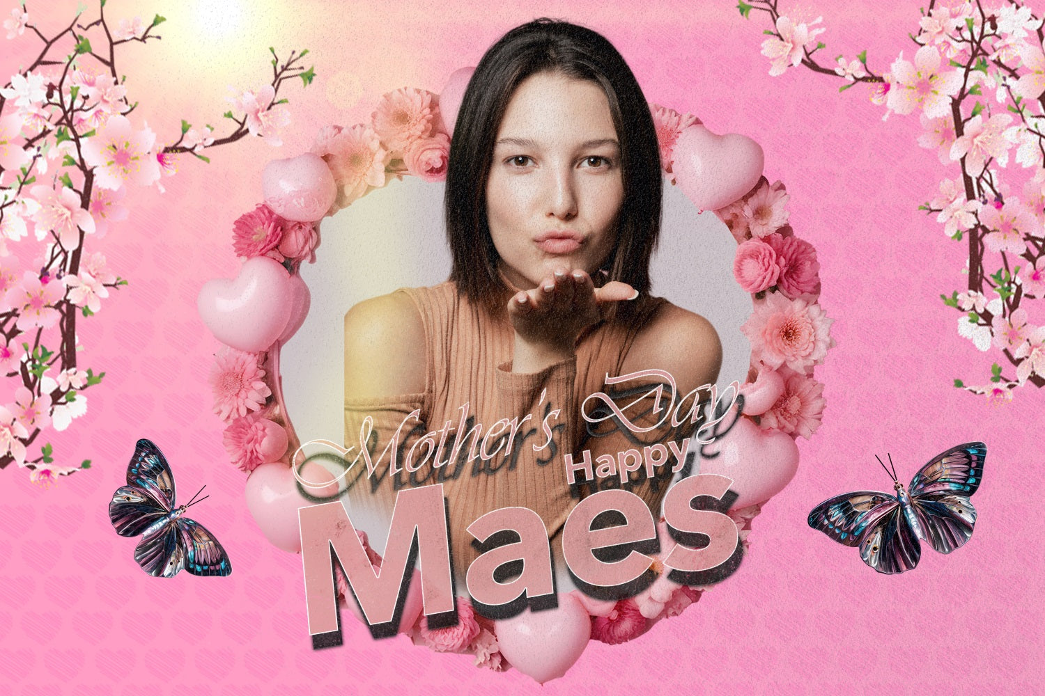 Mothers Day Backdrop Cherry Heart Frame Personalisierte Backdrop BRP3-135