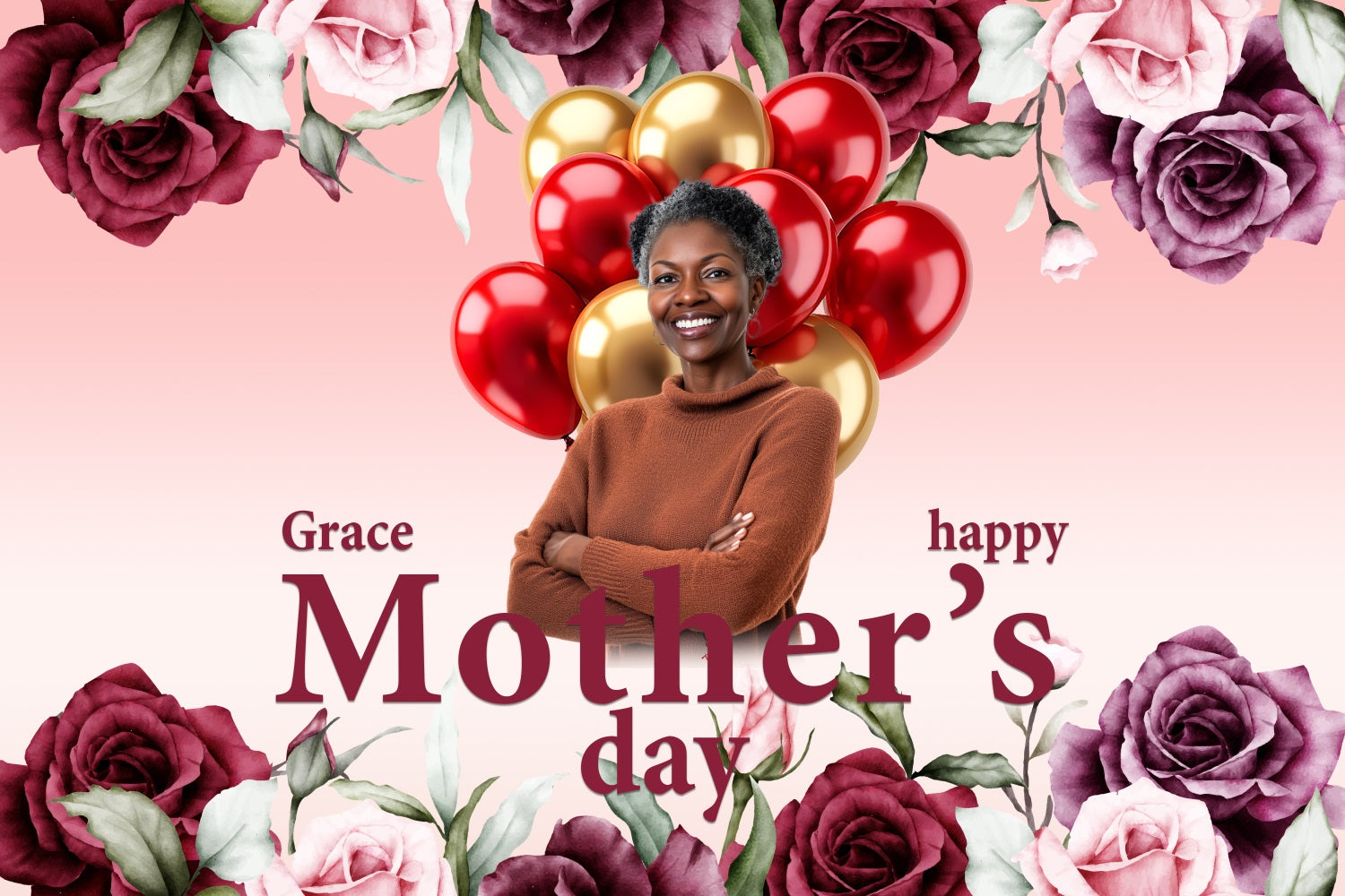 Backdrops für Muttertag Bold Rose Ballons Customized Backdrop BRP3-150