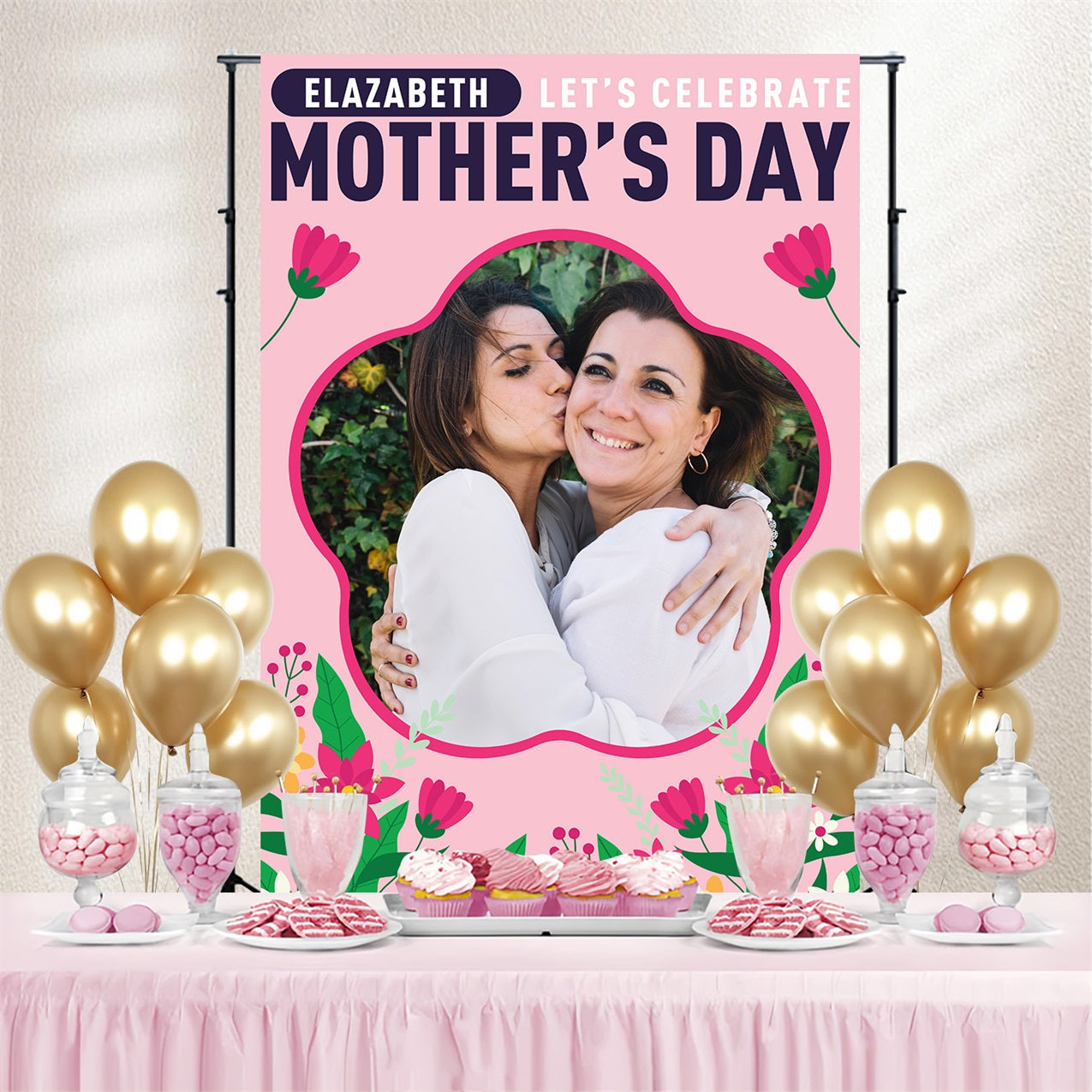 Muttertag Fotokulissen Bunte Blume Rahmen Custom Backdrop BRP3-152