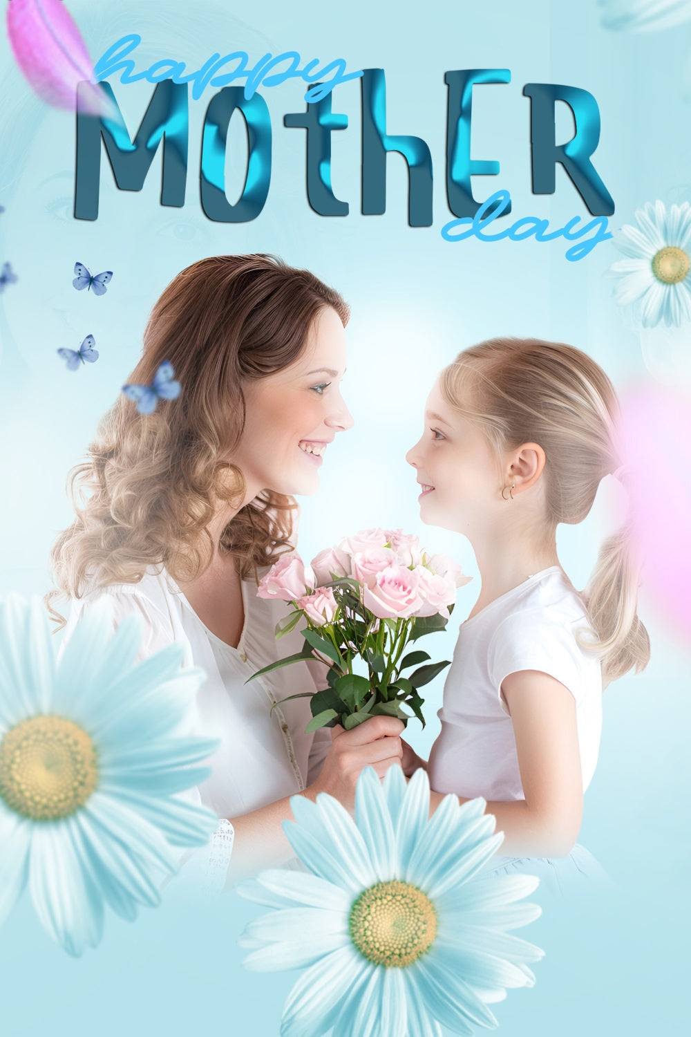 Backdrops für Muttertag Gänseblümchen Süßer Moment Personalisierter Backdrop BRP3-153