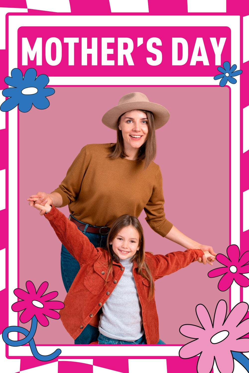 Fotohintergrund zum Muttertag Rosa karierte Bindung Personalisierter Hintergrund BRP3-155