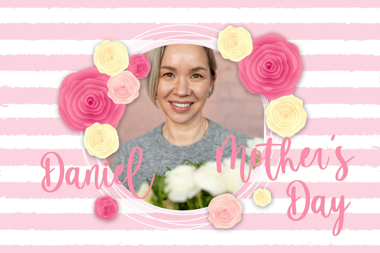 Muttertagskulisse Pastell gestreifte Rose Individuell gestaltete Kulisse BRP3-159