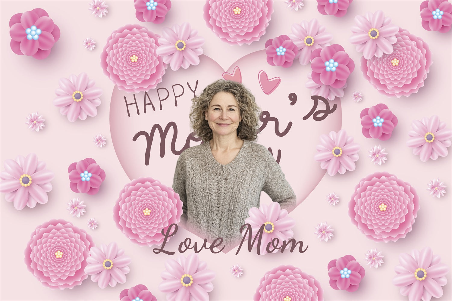 Happy Mothers Day Backdrop Soft Pink Blossom Personalisierte Backdrop BRP3-161