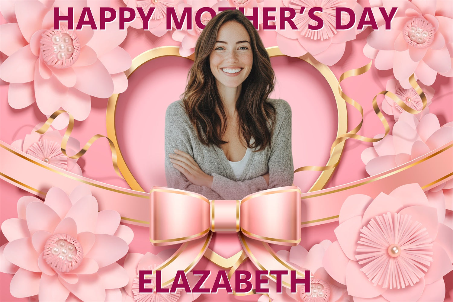 Mothers Day Fotohintergrund Luxury Floral Ribbon Custom Backdrop BRP3-168