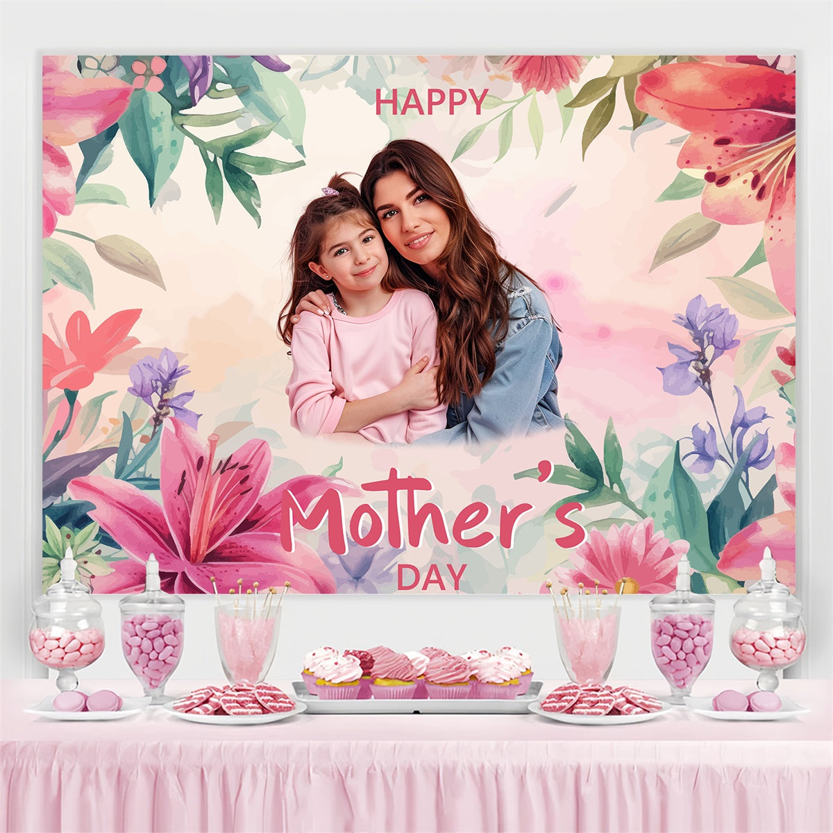 Mothers Day Backdrops Dreamy Pastell Floral Personalisierte Backdrop BRP3-169