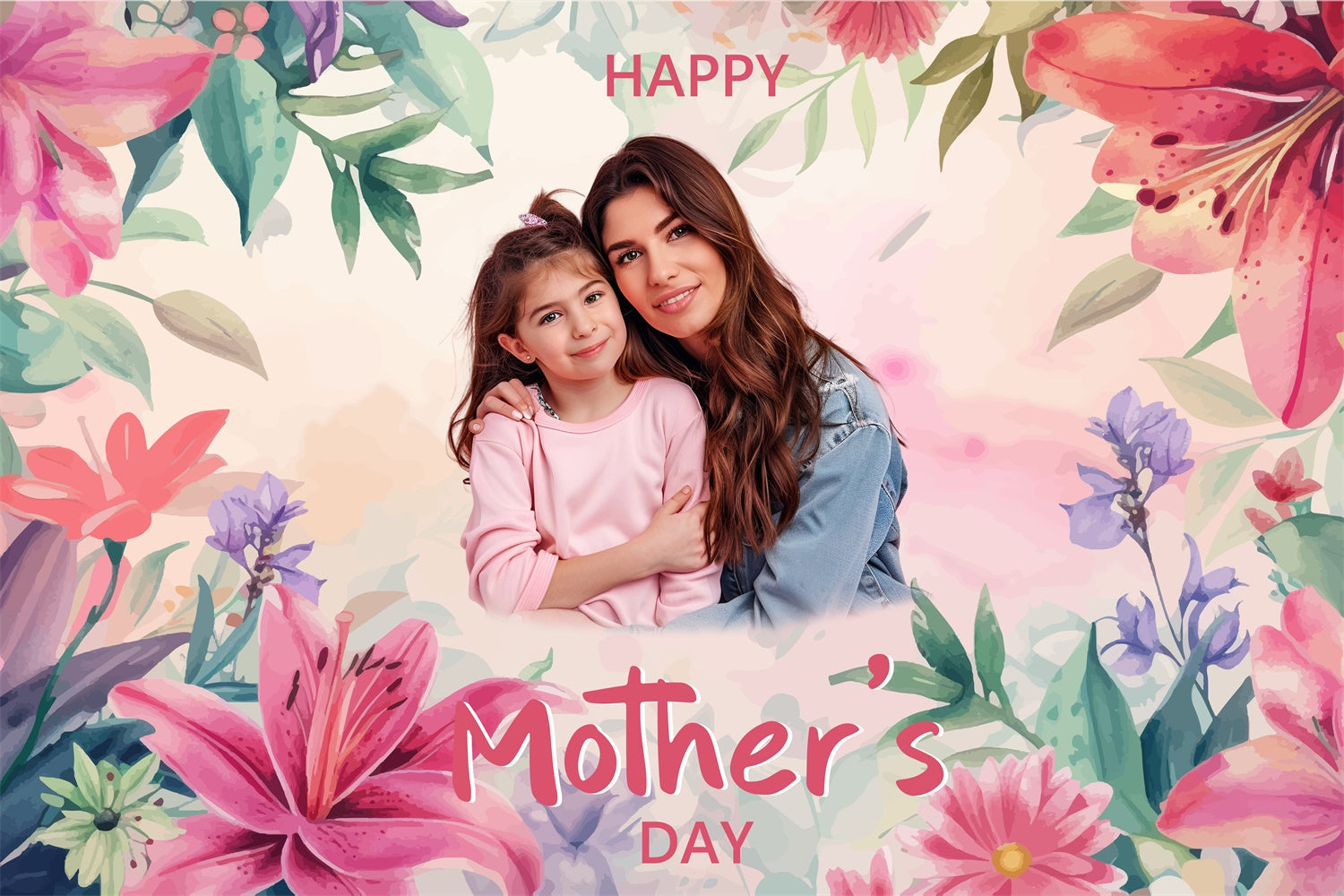 Mothers Day Backdrops Dreamy Pastell Floral Personalisierte Backdrop BRP3-169