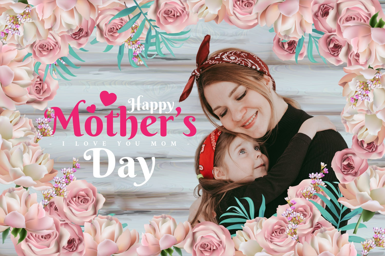 Backdrops für Muttertag Delicate Floral Wood Custom Backdrop BRP3-170