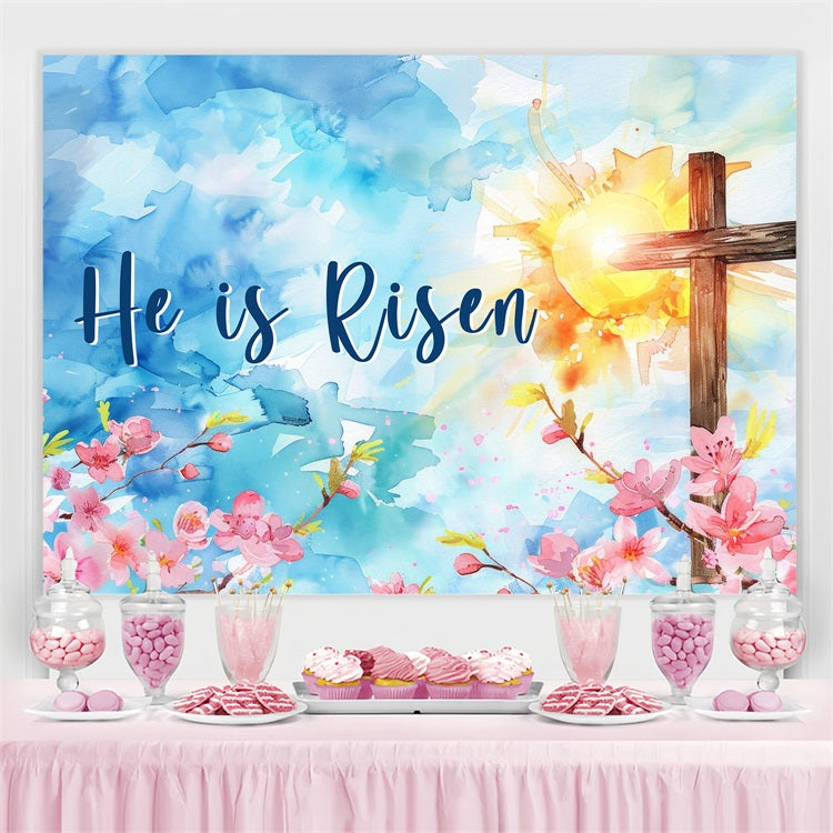 Christliche Osterkulisse Aquarell Kreuz Floral Personalisierte Kulisse BRP3-183
