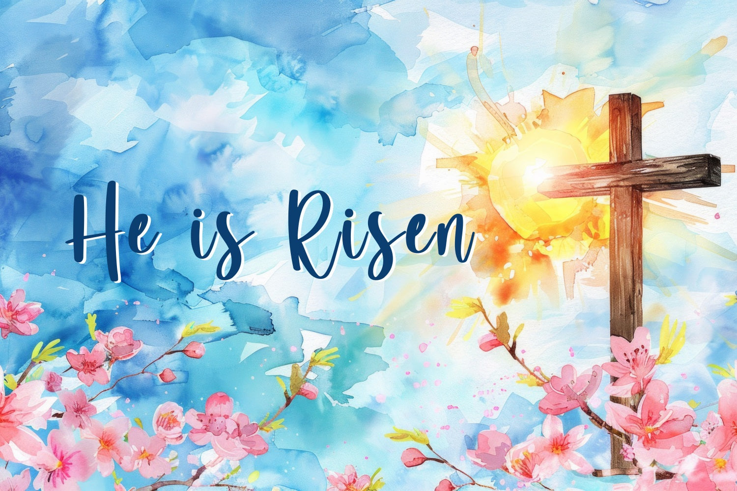 Christliche Osterkulisse Aquarell Kreuz Floral Personalisierte Kulisse BRP3-183