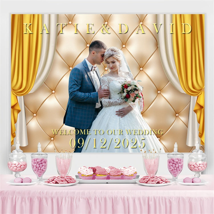 Hochzeit Fotokulisse Goldener Vorhang Feier Personalisierte Kulisse BRP3-191