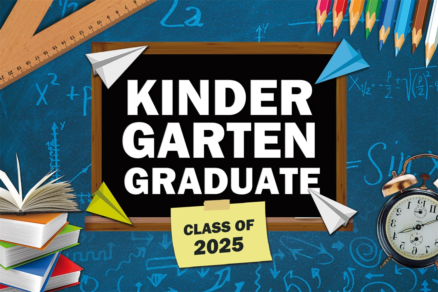 Vorschule Graduierung Hintergrund Papier Flugzeug Kindergarten Graduierung Party Hintergrund BRP3-21
