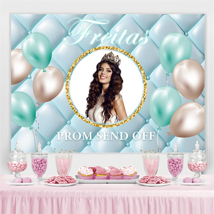 Abschlussball-Hintergrund Blau Gesteppter Ballon Personalisierte Party Abschlussfeier Hintergrund BRP3-229