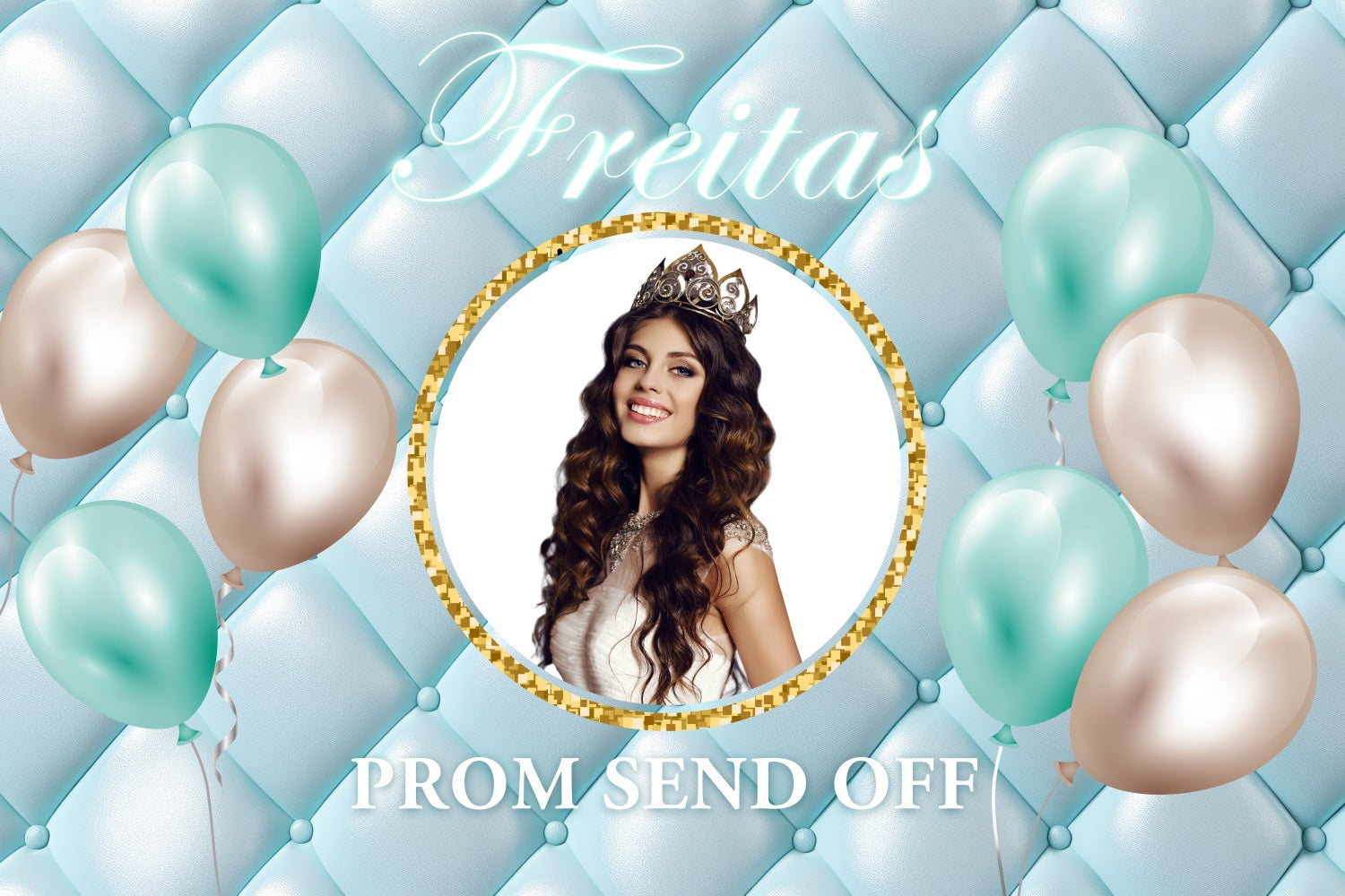 Abschlussball-Hintergrund Blau Gesteppter Ballon Personalisierte Party Abschlussfeier Hintergrund BRP3-229