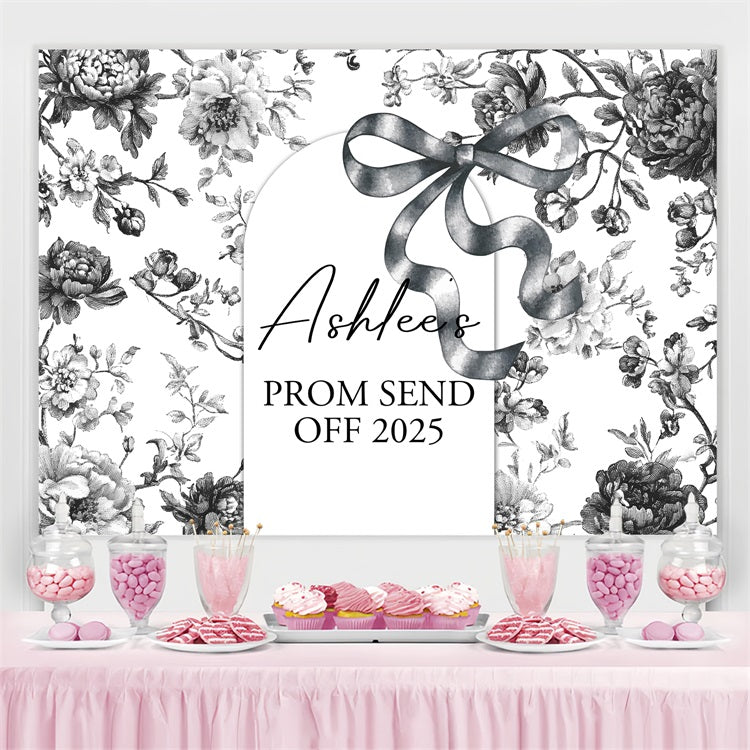 Abschlussball-Hintergrund Ideen Floral Sketch Personalisierte Party Abschlussfeier Hintergrund BRP3-230
