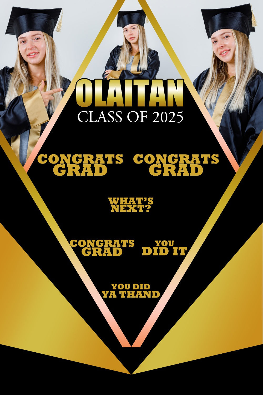 2025 Graduation Backdrop Schwarz Gold Custom Party Graduation Backdrop BRP3-231