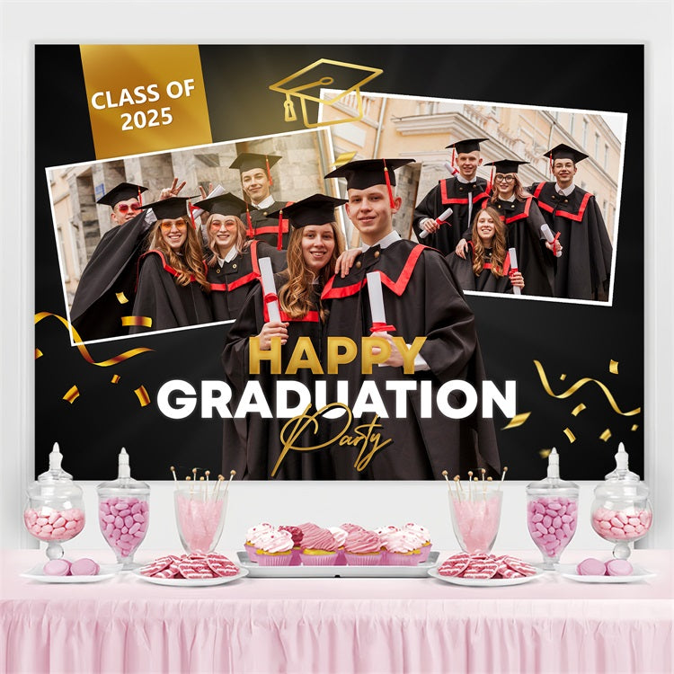 Graduation Fotohintergrund Schwarz Festlich Individuell Party Graduation Backdrop BRP3-233