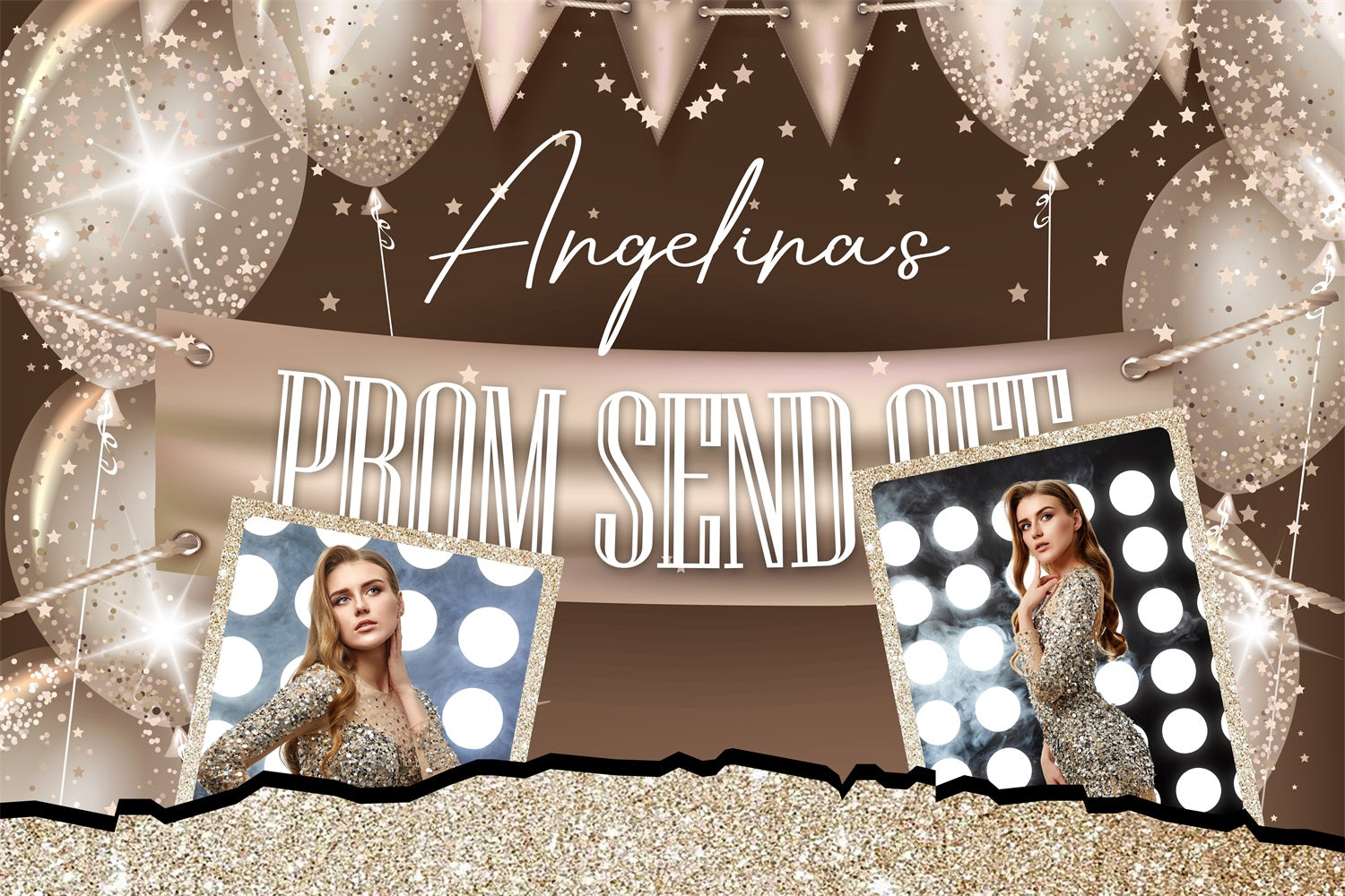 Prom 2025 Backdrop Glitter Ballon Personalisierte Party Abschlussfeier Backdrop BRP3-236