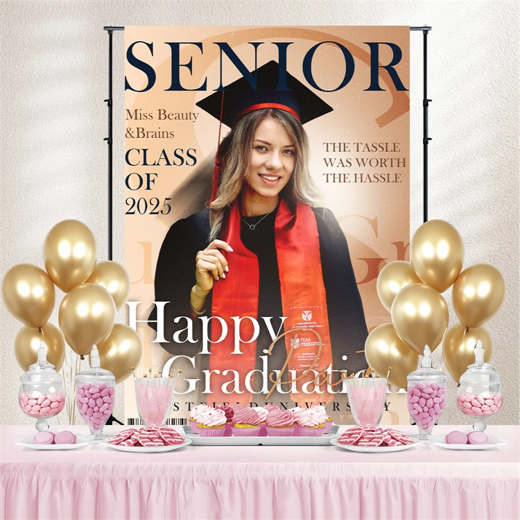 Graduated Backdrop Beauty Brains Personalisierte Party Graduation Backdrop BRP3-239