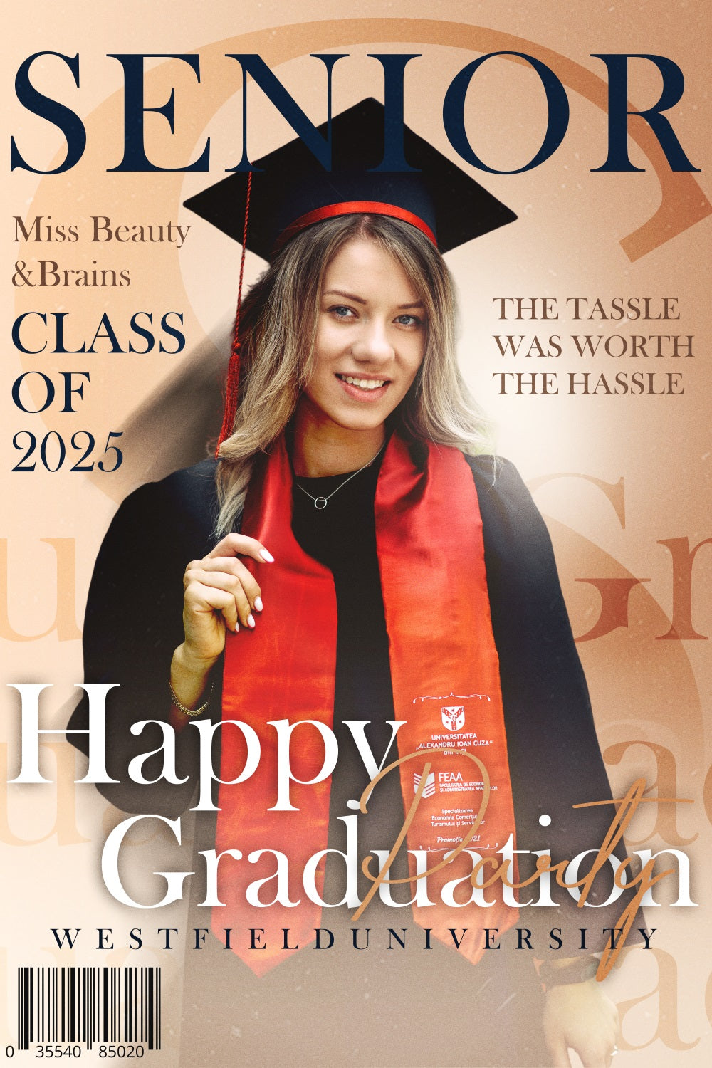 Graduated Backdrop Beauty Brains Personalisierte Party Graduation Backdrop BRP3-239