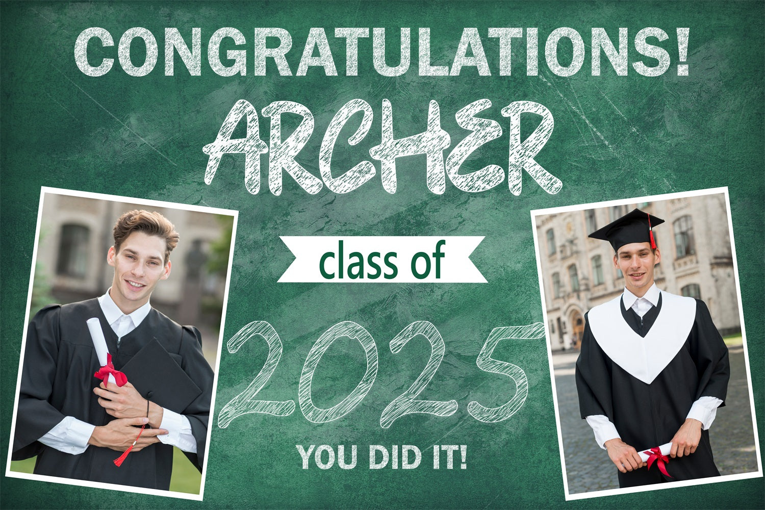 Graduation Backdrop Ideen Grün Kreidetafel Personalisierte Party Graduation Backdrop BRP3-241