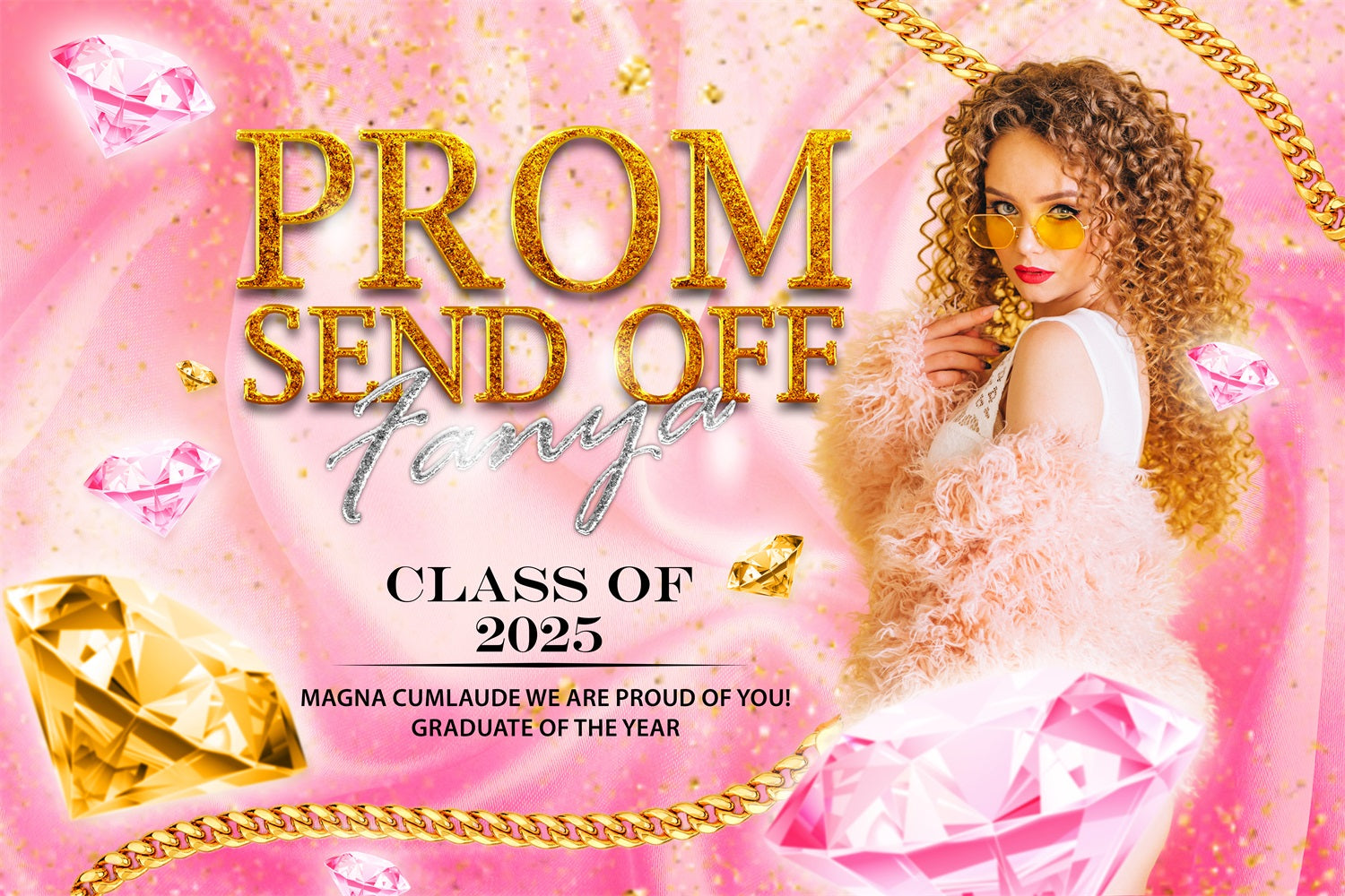 Abschlussball-Hintergrund Glitzer Diamanten Personalisierte Party Abschlussfeier Hintergrund BRP3-242