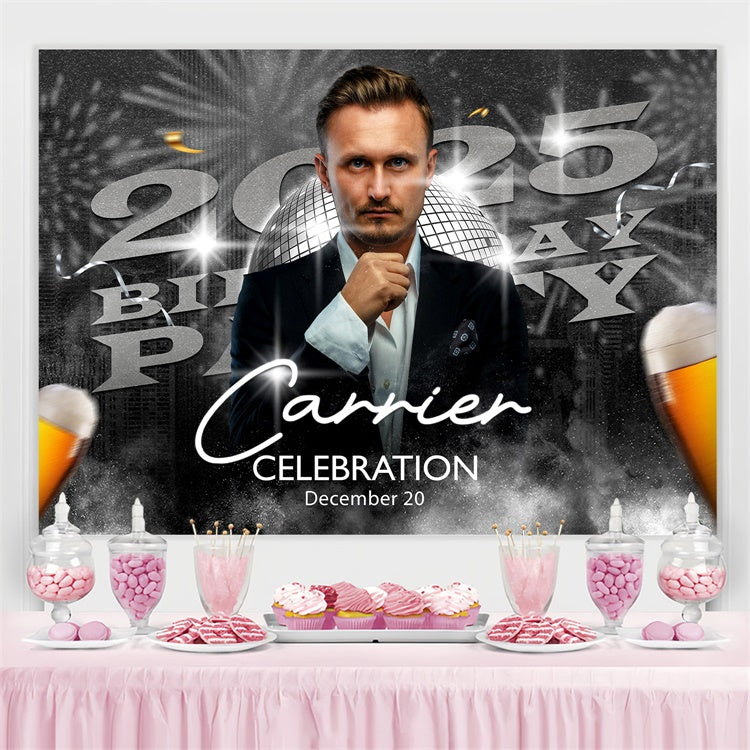 Benutzerdefinierte Happy Geburtstag Backdrop Gray Disco Lights Party Backdrop BRP3-252