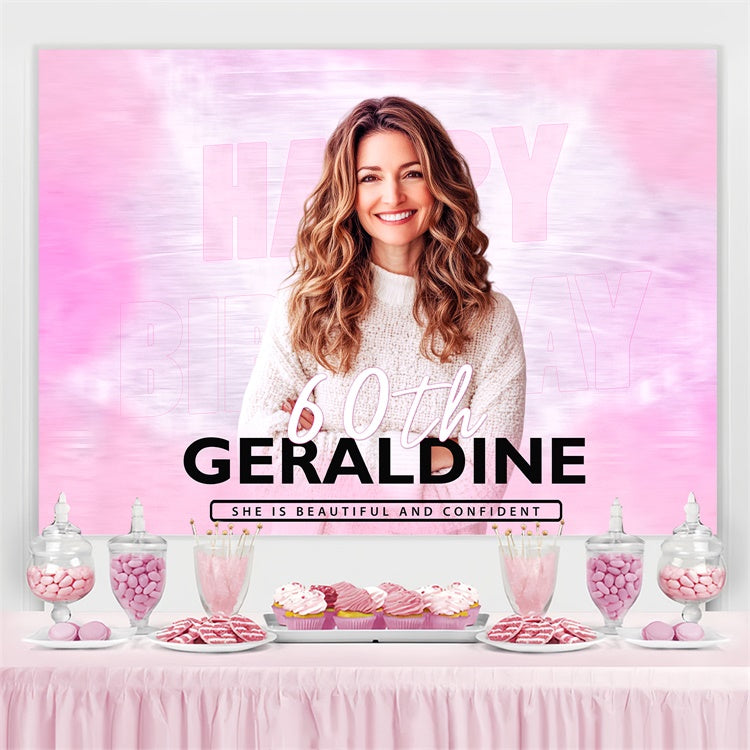 Personalisierte 60th Geburtstag Backdrop Soft Rosa Elegant Backdrop BRP3-254