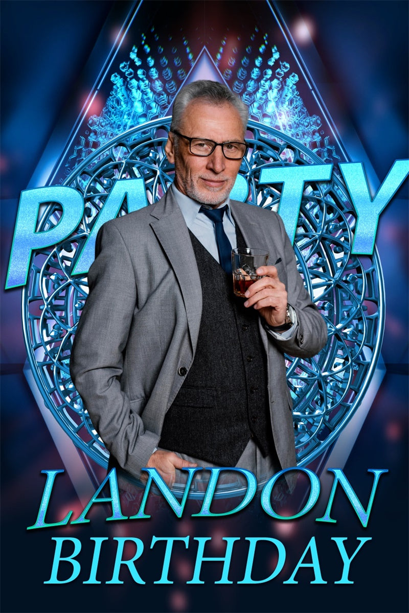 Benutzerdefinierte Geburtstag Party Backdrop Cool Blau Gentleman Backdrop BRP3-256