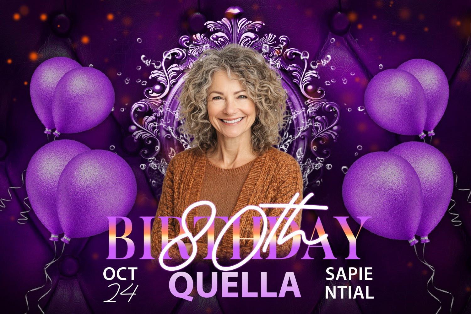 Personalisierte Geburtstag Backdrops Lila Luxury Ballon 80th Backdrop BRP3-271