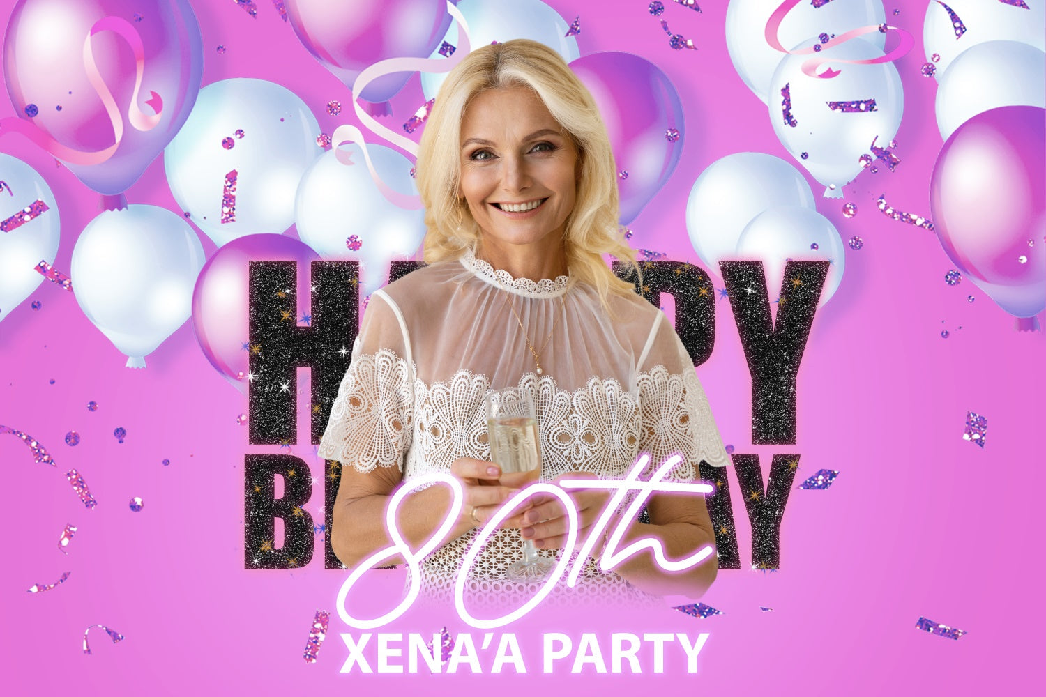 Personalisierte Backdrop For Geburtstag Rosa Glamour Ballons Backdrop BRP3-272